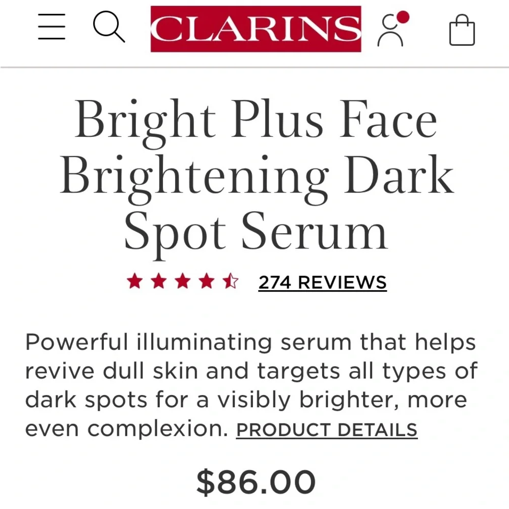 Clarins Bright Plus Face Brightening Dark Spot Serum NWT